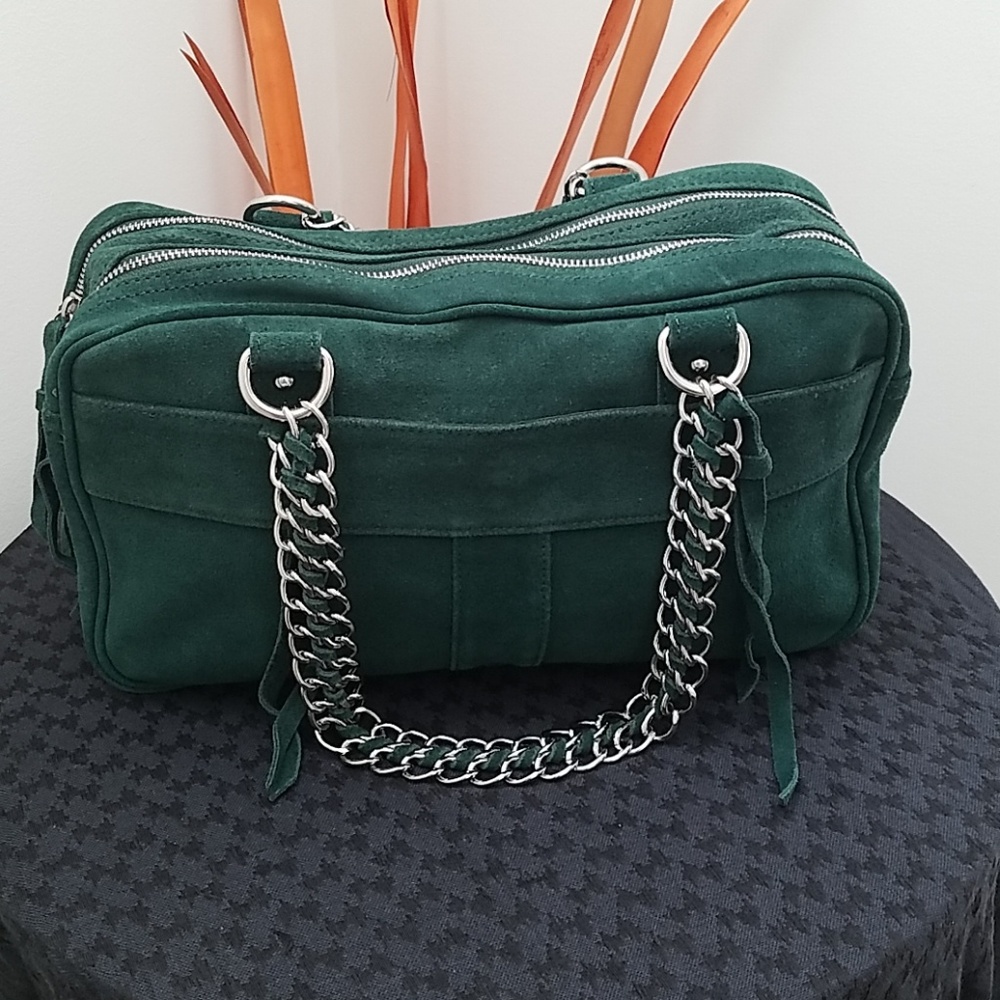 Suede Double Zip Satchel